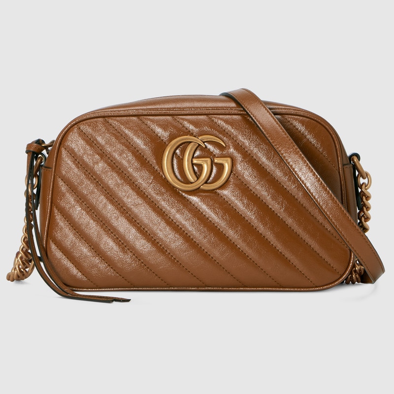 Gucci GG Marmont Small Matelasse Shoulder Bag 447632 Brown 